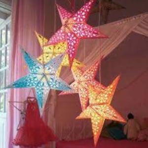 Fast Shipping 10 Pcs Star Decorative Paper Lamps Christmas Tree Decoration Paper Lanterns Festival Decoration Indian Decoration Party Supply image 2