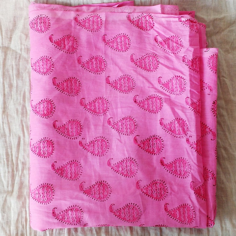 Abstract Indian Light Voile Fabric Hand Block Printed 100 Etsy