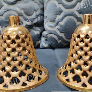 10 grandi pezzi di decorazione per albero di Natale, campane di plastica resistenti, decorazione per feste, decorazione indiana, bellissime forniture artigianali dorate