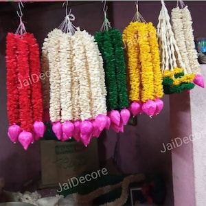5 corde di sola decorazione in legno fiore di carta dell'India meridionale gelsomino ghirlanda di loto corde di decorazione regalo di nozze indiano artificiale belle