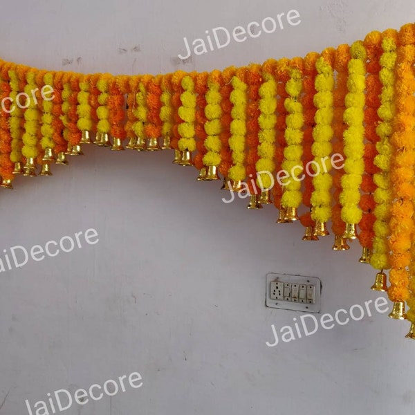 10 feet long Flower Toran Artificial Garland colorfull Flower Toran Artificial Blossom Indian Wedding Decoration Beautiful Indian bells Mala