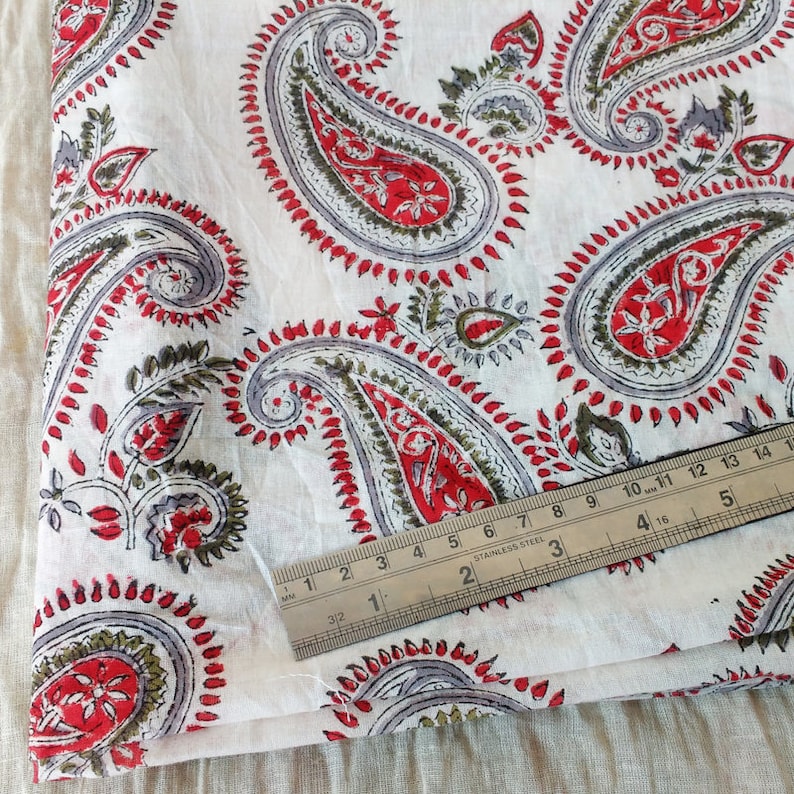 Abstract Indian Light Voile Fabric Hand Block Printed 100% - Etsy