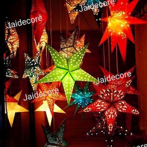 Lieferung in 4 Tagen 10 Stück Stern Dekorative Papierlampen Weihnachtsbaum Dekoration Papierlaterne Festival Dekoration Indische Dekoration Party Versorgung