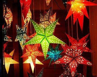 Fast Shipping 10 Pcs Star Decorative Paper Lamps Christmas Tree Decoration Paper Lanterns Festival Decoration Indian Decoration Party Supply