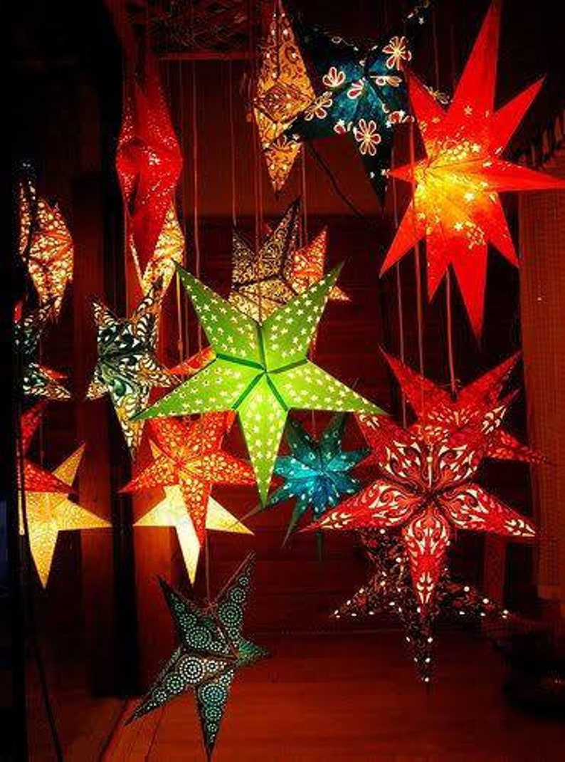 Fast Shipping 10 Pcs Star Decorative Paper Lamps Christmas Tree Decoration Paper Lanterns Festival Decoration Indian Decoration Party Supply image 1