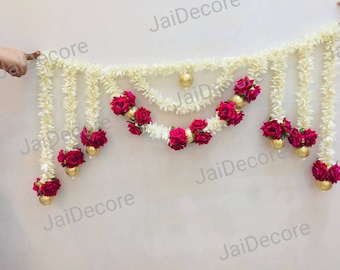 6 feet long Flower Toran Artificial Garland colorfull Flower Toran Artificial Blossom Indian Wedding Decoration Beautiful Indian Maala Haar