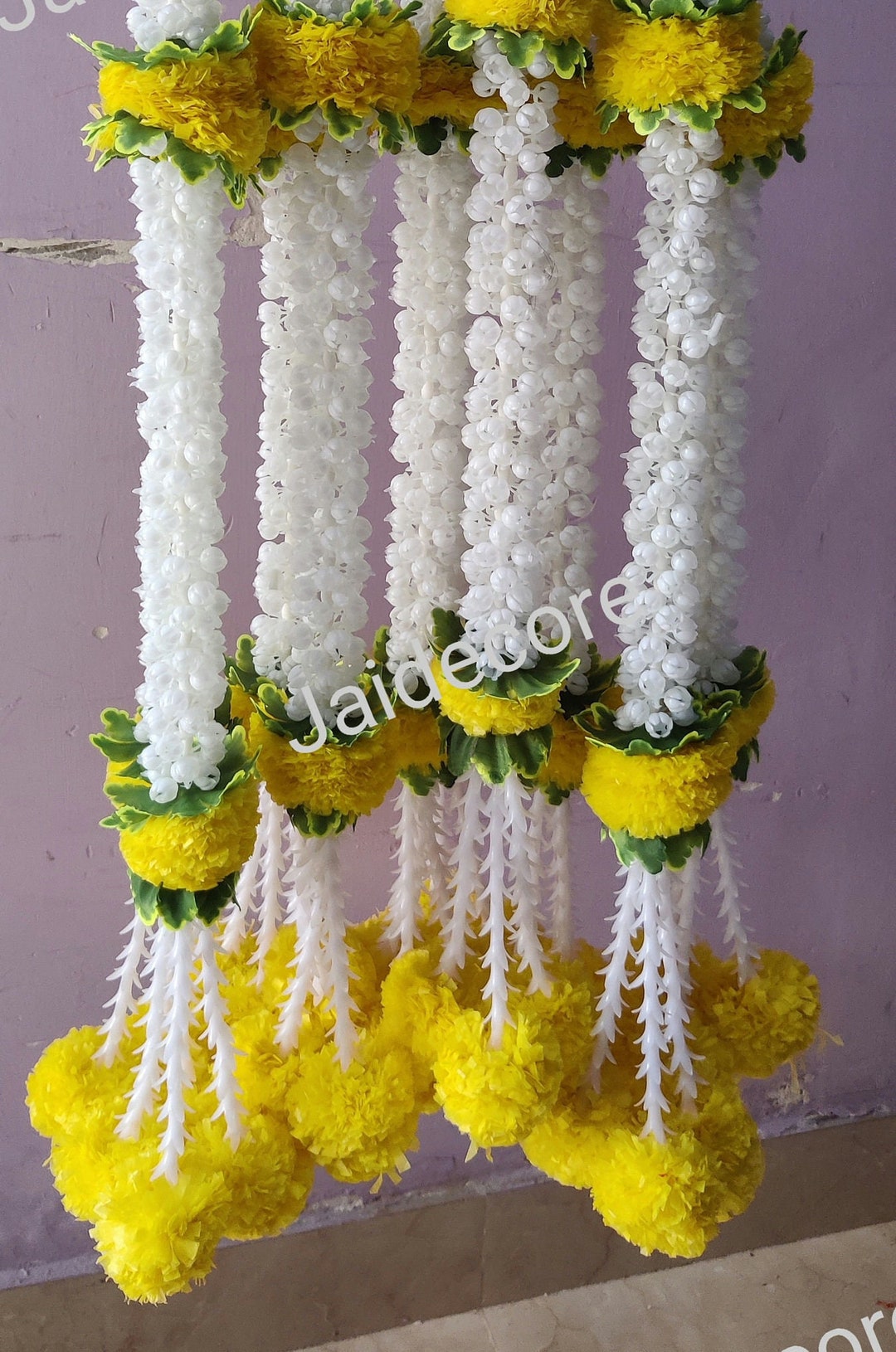 10 Strings of Mogra Ladi Flower Strings Torans Flower Garland Lines ...