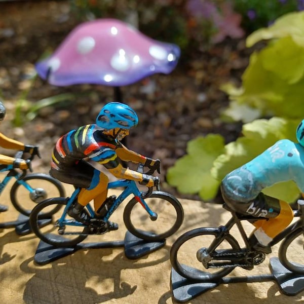 Personalised mini cyclist figures, painted in High detail with acrylics, enamel, cyclist miniatures, award, trophy, birthday, christmas