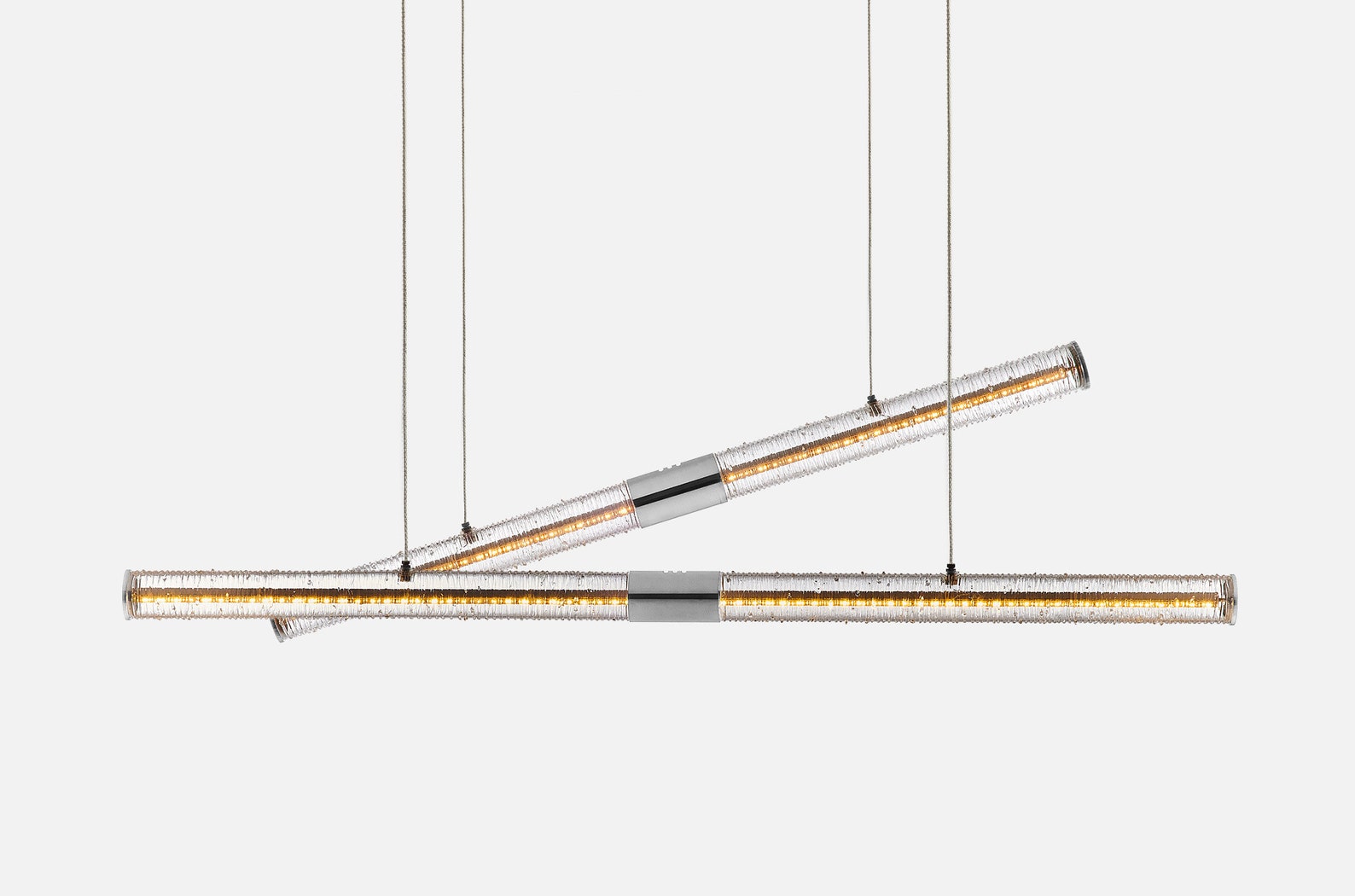 Pair Hand Made Blown Clear Glass Tube Light Fixture 36 Etsy