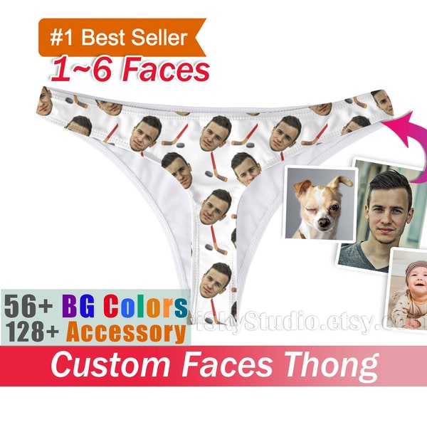 Custom Pet Face Thong Photo Dog Cat Name Briefs Personalized Sport Women's for Her Girlfriend Wife Mom Mothers Valentines Christmas Day Gift