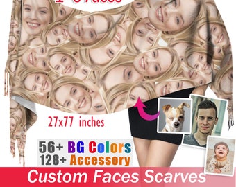 Custom Photo People Scarves Dog Face Kitten Cat Pet Name Personalized For Women Mom Soft Winter Scarf for Her Mothers Day Gift