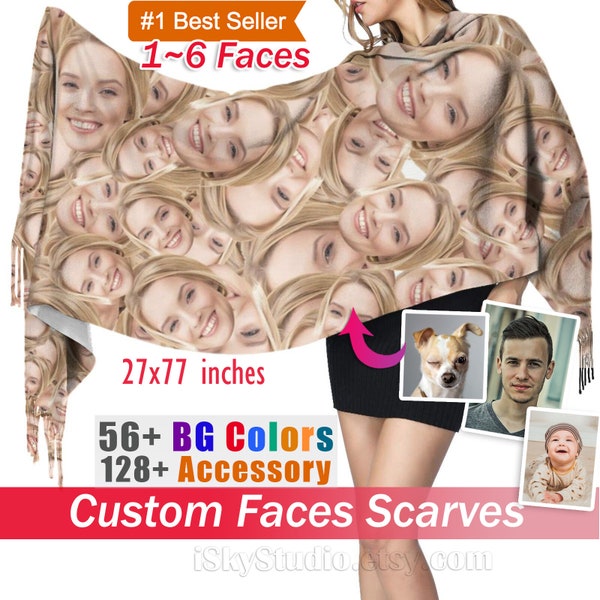 Custom Photo People Scarves Dog Face Kitten Cat Pet Name Personalized For Women Mom Soft Winter Scarf for Her Mothers Day Gift