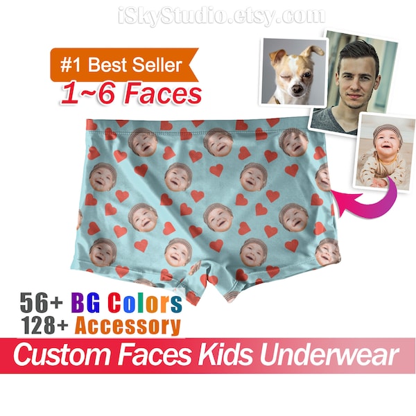 Custom Face Kids Underwear Cat Dog Pet Photo Personalized Toddler Boys Boxer Briefs Name for Birthday Christmas Day Gift Breathable 5T - XXL