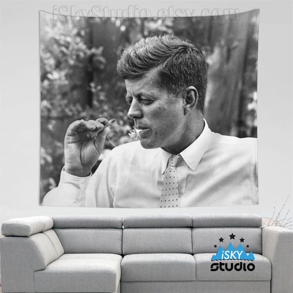 Funny Tapestry JFK Smoking College Art/ Banner Flag/ Metal Sign Dorm Frat Party Meme Hanging Wall Decor Bedroom Living Room