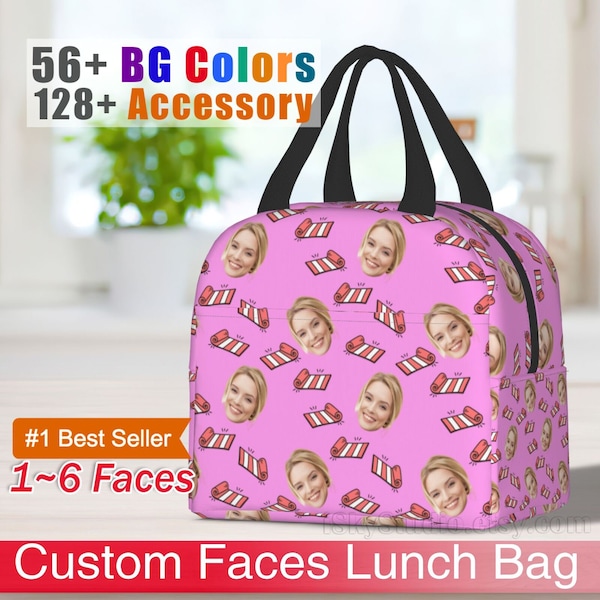 Custom Yoga Mat Face Lunch Bag Photo Dog Pet Name Personalized Insulated Tote Box Container for Women Girlfriend Mom Back to School Travel