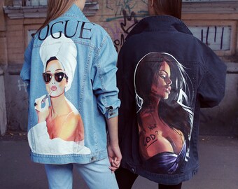 Denim jacket with art