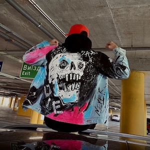Denim jacket with art