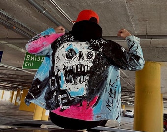 Denim jacket with art