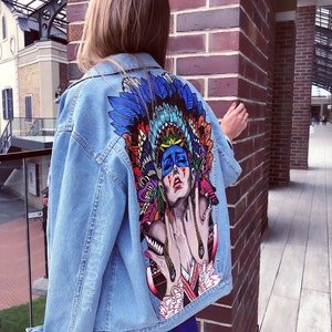 Denim jacket with art