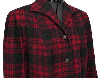 VTG Pendleton Traveller Buffalo Plaid Virgin Wool Shirt Jacket S/M True '50s VTG