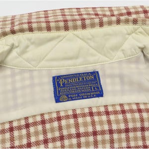 VTG 60s Pendleton Virgin Wool Flannel Shirt Mens Large Salmon Plaid USA Made image 8