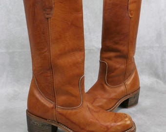 VTG Wild Country Marbled Leather Campus Boots Square Toe Men's 9.5D Women's 11D