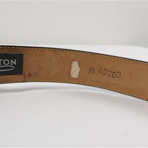 VTG Brighton Black Leather Croc Belt Amber Inlay Embossed Silver Buckle '96 USA image 9