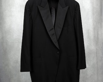 VTG Brooks Brothers 46R Black Wool Tuxedo Jacket Peak Lapel Blazer USA Made READ