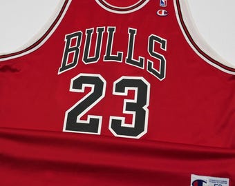 VTG 90s Michael Jordan Chicago Bulls Champion Basketball Jersey Mens 52 Red #23