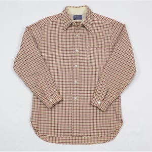 VTG 60s Pendleton Virgin Wool Flannel Shirt Mens Large Salmon Plaid USA Made image 1