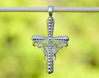 Scandinavian Swedish cross necklace pendant, Sterling Silver black Steel Gold jewelry nordic culture, Sweden folk art dala gift