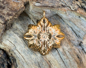 Yggdrasil Leaf mandala necklace pendant, Pagan Midgard Tree of life jewelry, Sweden Scandinavian Norse Celtic folklore, Gold Silver Bronze