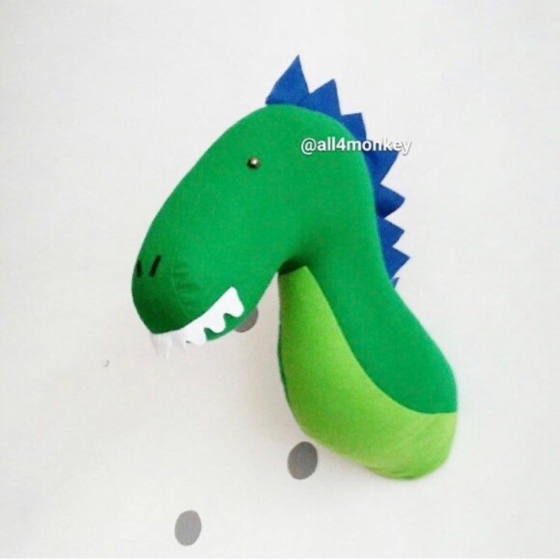 plush dinosaur head wall mount