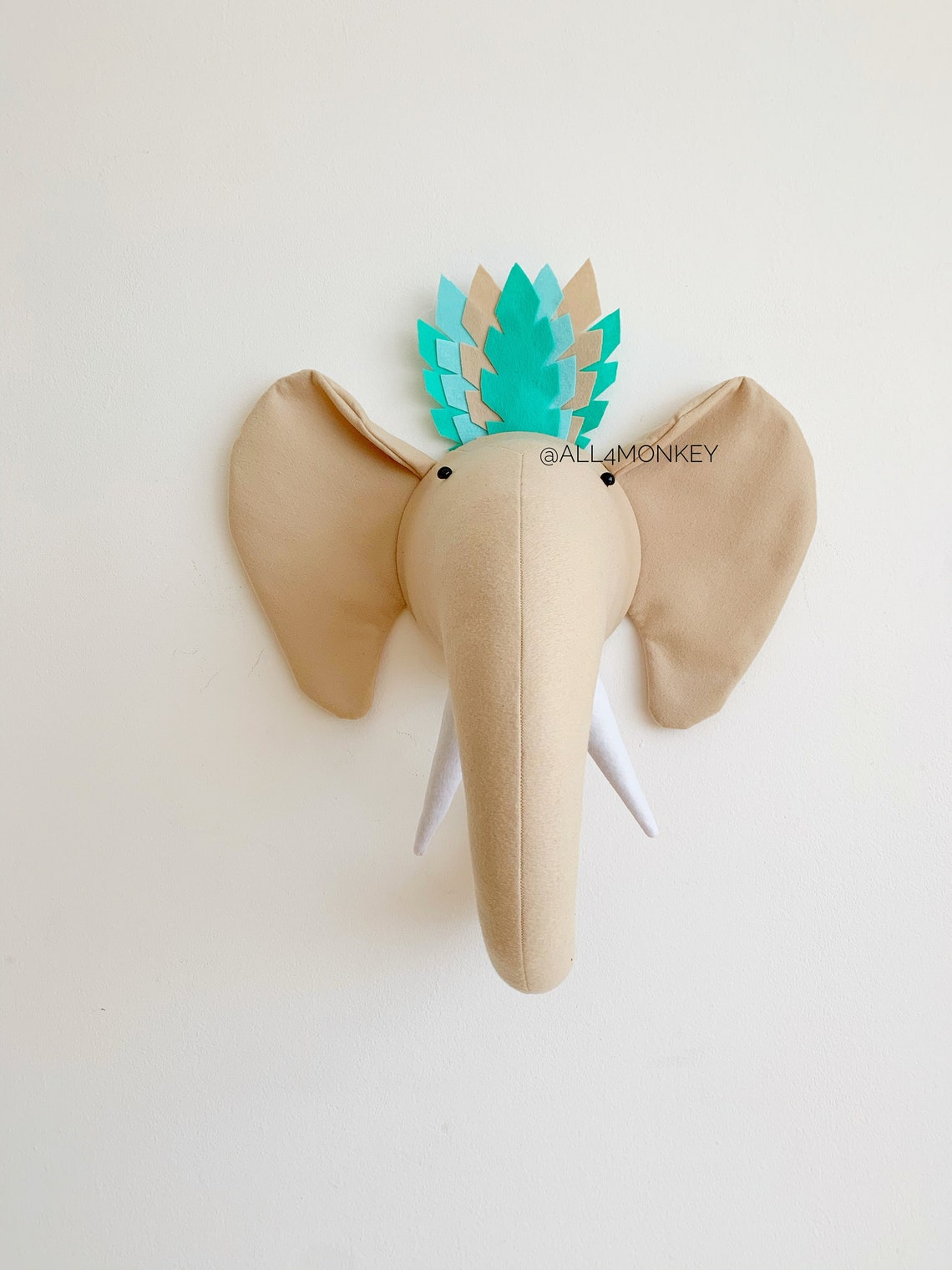 Elephant Faux Taxidermy Head Fabric Wall Mounted Animal Head | Etsy