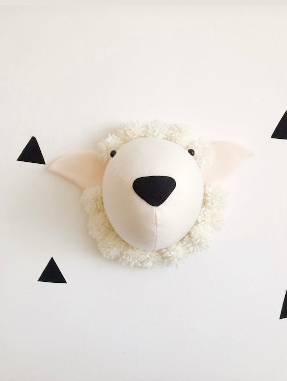Sheep Wall Head Faux Taxidermy Head Fabric Wall Mounted Animal Head Wall Decor Nursery Mount Plush Kids Decore Hanging Farm Head Mount Etsy Canada
