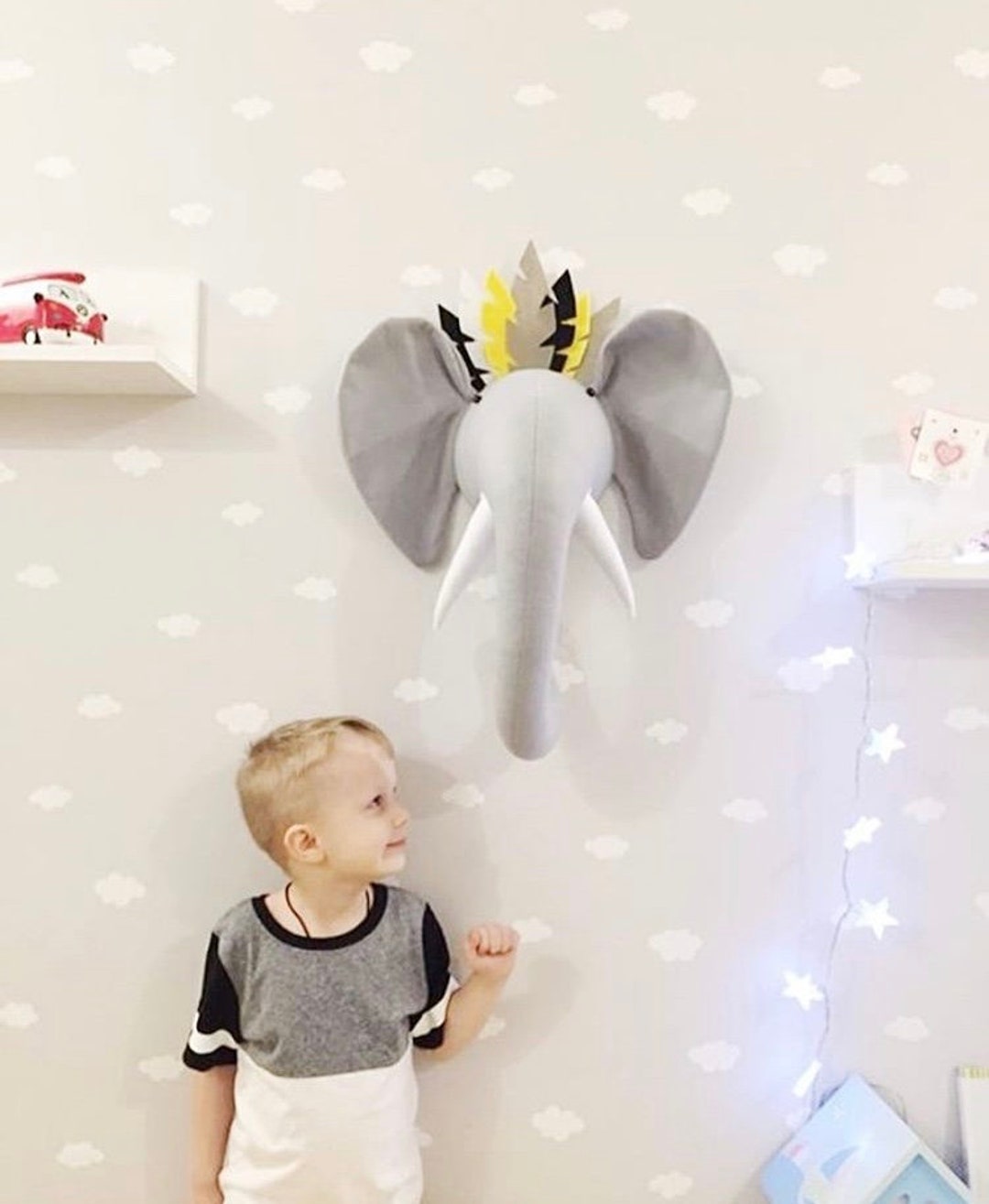 Elephant Faux Taxidermy Head Fabric Wall Mounted Animal Head - Etsy