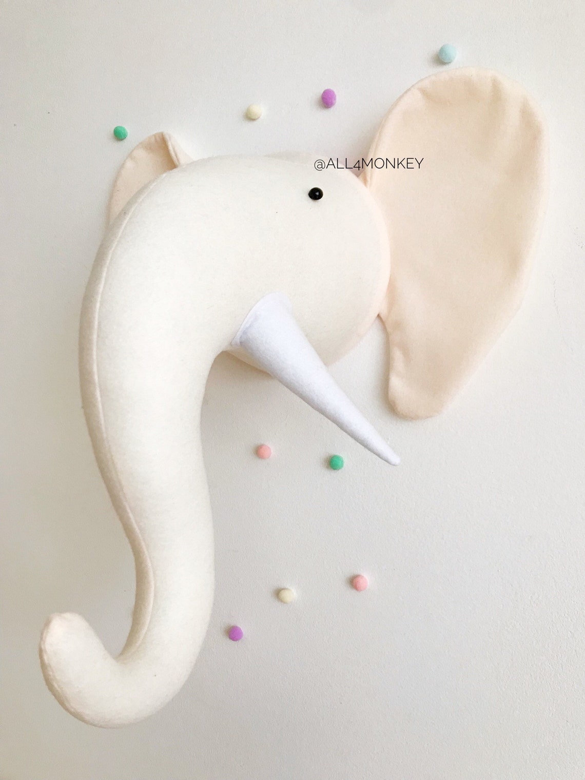 Elephant Faux Taxidermy Head Fabric Wall Mounted Animal Head - Etsy