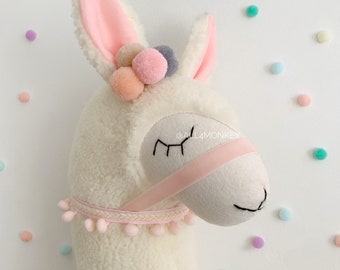Felt Llama Head Wall Mount: Nursery Animal Decor