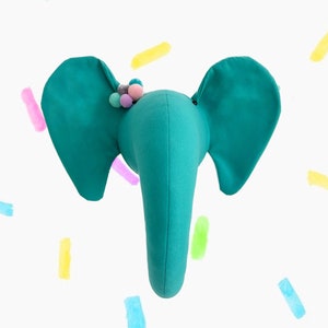 Felt Elephant Head Wall Decor: Handmade Nursery Safari Animal