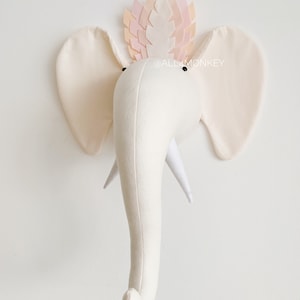 Felt Elephant Head Wall Decor: Safari Nursery Animal Head