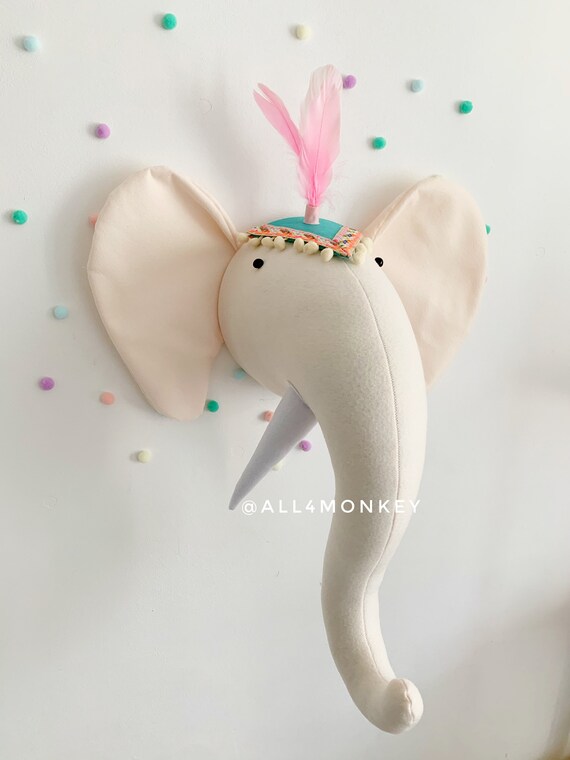 Elephant Circus Head Taxidermy nursery Decor elephant Animal