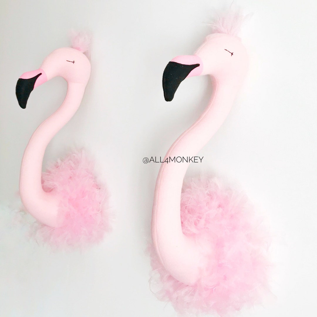 Felt Flamingo head children's decor animals on the walls girls rooms Flamingo taxidermy - Flamingo nursery Wall decor - Faux Flamingo Head