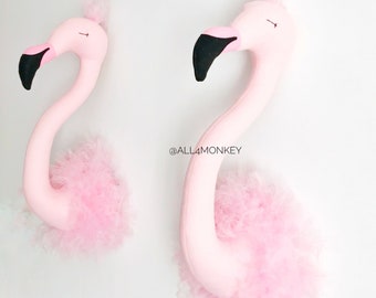 Handmade Felt Flamingo Head Wall Decor - Nursery Playroom