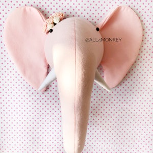 Felt Elephant Head Wall Decor: Handmade Nursery Animal Head