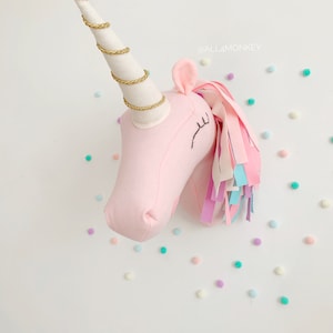 Handmade Felt Unicorn Head Wall Decor - Pink Nursery Art