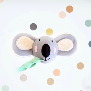 Handmade Felt Koala Head Wall Decor: Baby Nursery Animal Mount