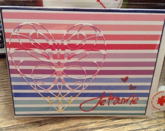 Je t'aime French Greeting Card/ Valentines/ Anniversary/ Any Occasion/ Love /Support