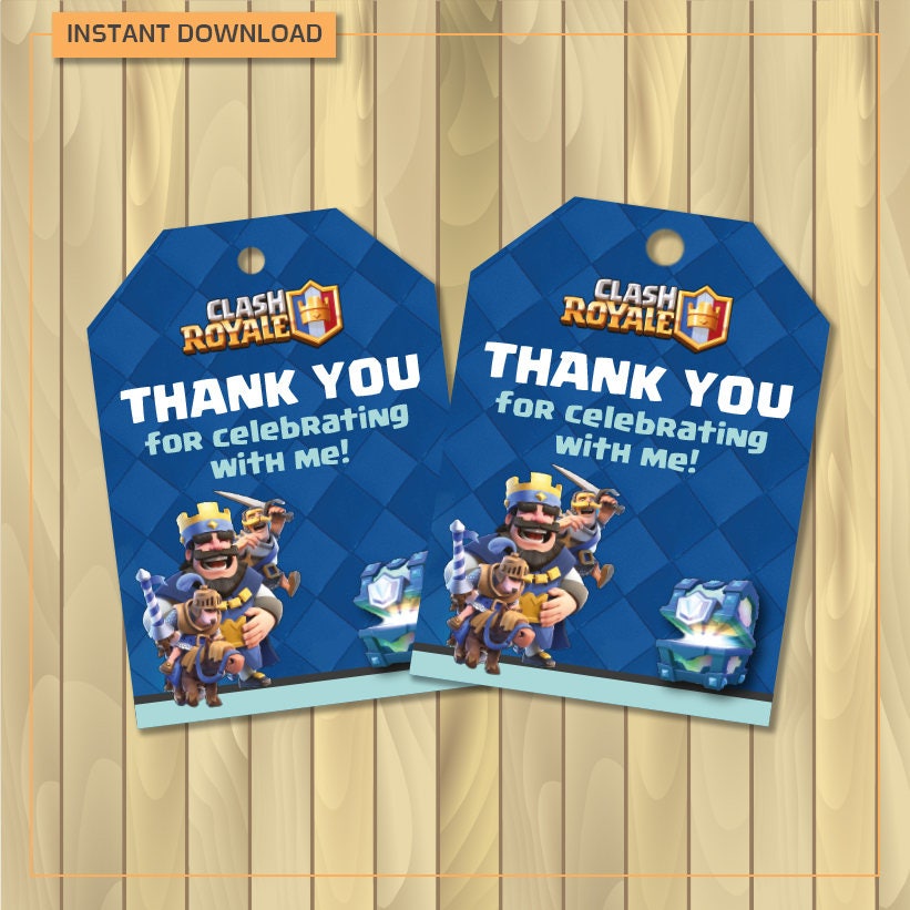 Clash royale thank you tags for birthday party Digital file Etsy