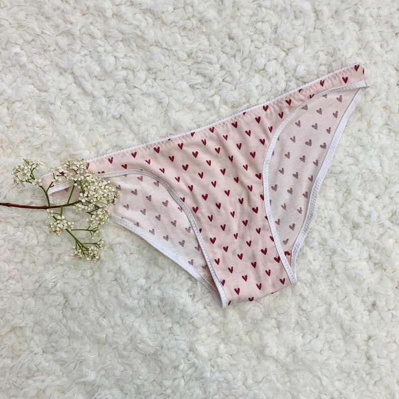 Pink heart bikini panty heart booty knickers pink cotton | Etsy