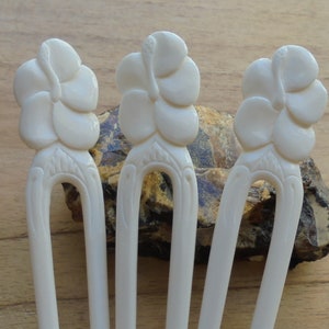 Flower Bone Hair Sticks, Hair Pin, Hair Fork, 2 Prongs Hair Accessories HS87 image 5